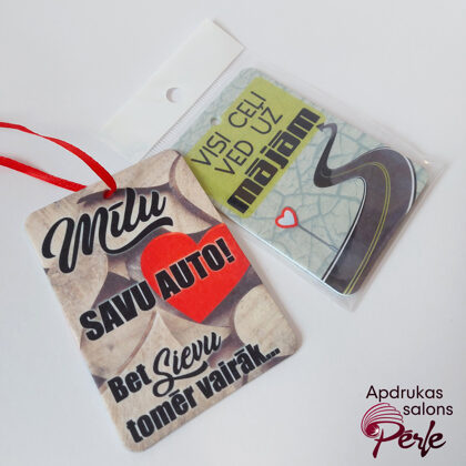 Auto gaisa atsvaidzinātājs ar apdruku / 6,8x9,8cm / cena 5,50 eur