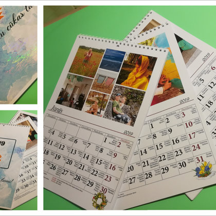 Personalizēts kalendārs, A4, kolāžas ar vairāk kā 3 bildēm, cena 13 eur.