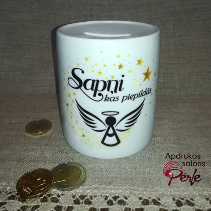 Krājkase ar apdruku / A-9,5cm, D-8,2cm / Cena 8,50 eur