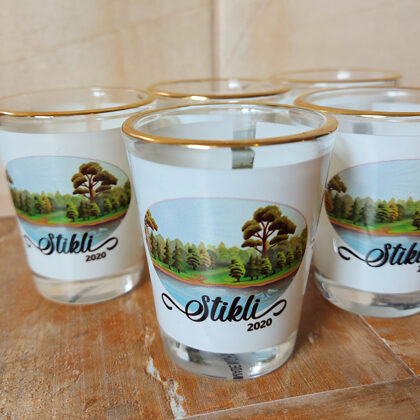 Degvīna glāzītes, 45ml, D=33/50mm, A=60mm, cena ar apdruku 4,50 eiro