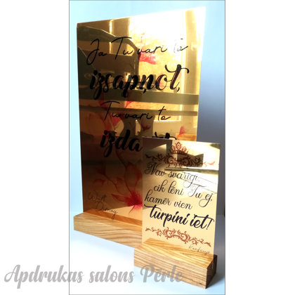 Personalizēti interjera dekori / spoguļzelta pārklājums / A4 - 13 eur, A6 - 8 eur