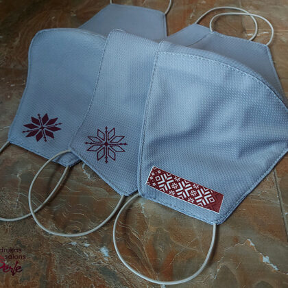 Auduma sejas maskas, dažādas krāsas un izmēri, cena ar apdruku 4,50-5,50