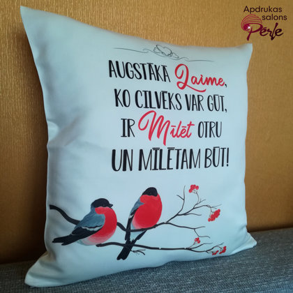 Spilvens ar apdrukātu spilvendrānu / Cena 15 eur / 40x40cm.