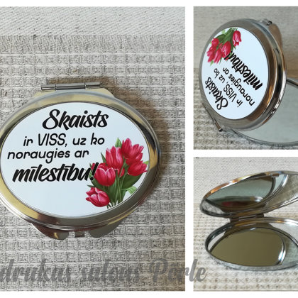 Kabatas spogulītis ar apdruku / 7x5,5cm / 6,50 eur /pieejamas dažādas formas